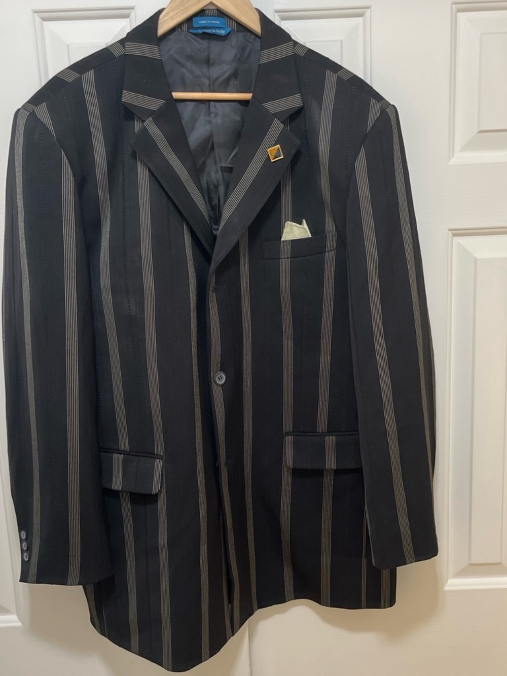 Giorgio Brutini Black Blazer with Gray Pinstripes